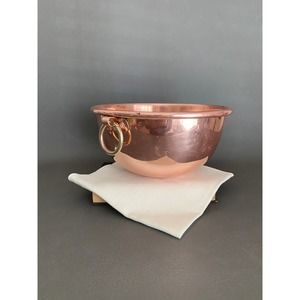 VTG Solid Copper 9.5” Bowl mixing baking brass ring heavy kitchen decor classic